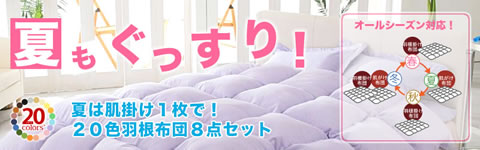 通販の定番２０色羽根布団８点セット