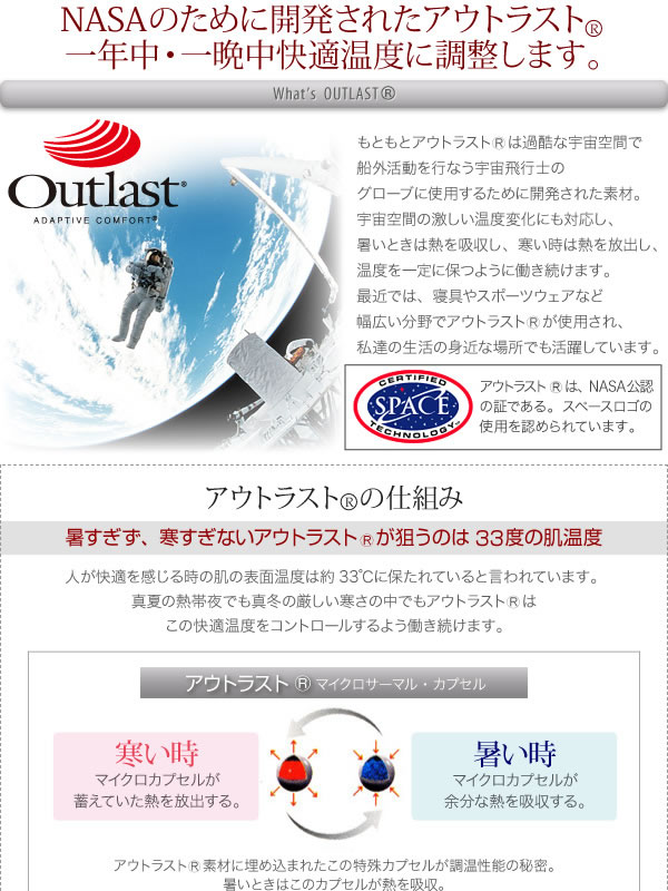 温度調整素材アウトラスト(R)シリーズ【IDEAL】アイディール イメージ3