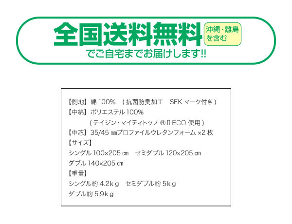 抗菌防臭防ダニ四層式ボリューム敷き布団説明１１
