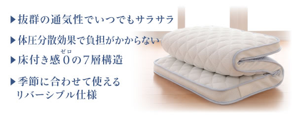 抜群の通気性で湿気やカビを防ぐ! 立体メッシュ敷布団　激安