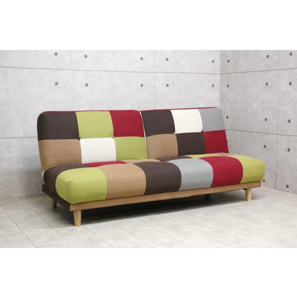画像3: 3段階リクライニング・明るい雰囲気のパッチワークソファベッド【Potina】ポティナ