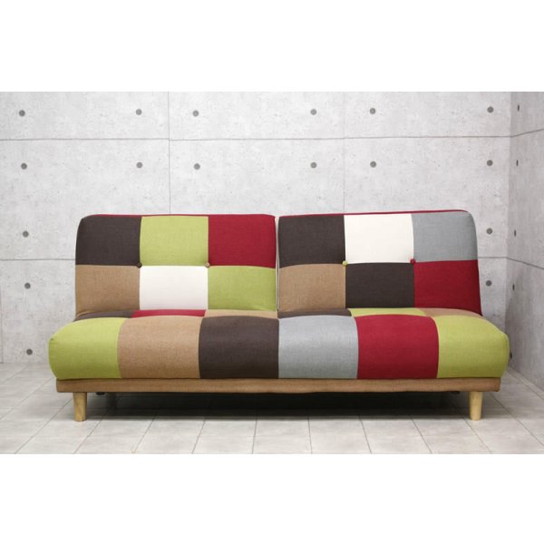 画像8: 3段階リクライニング・明るい雰囲気のパッチワークソファベッド【Potina】ポティナ