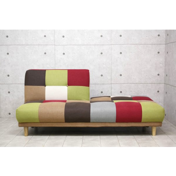 画像10: 3段階リクライニング・明るい雰囲気のパッチワークソファベッド【Potina】ポティナ