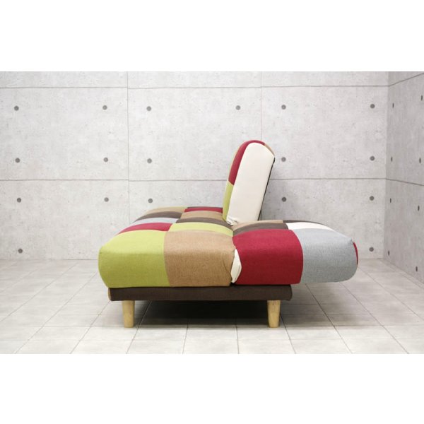 画像14: 3段階リクライニング・明るい雰囲気のパッチワークソファベッド【Potina】ポティナ