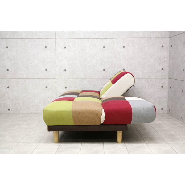 画像15: 3段階リクライニング・明るい雰囲気のパッチワークソファベッド【Potina】ポティナ