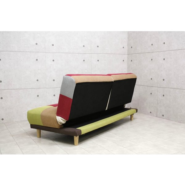 画像16: 3段階リクライニング・明るい雰囲気のパッチワークソファベッド【Potina】ポティナ