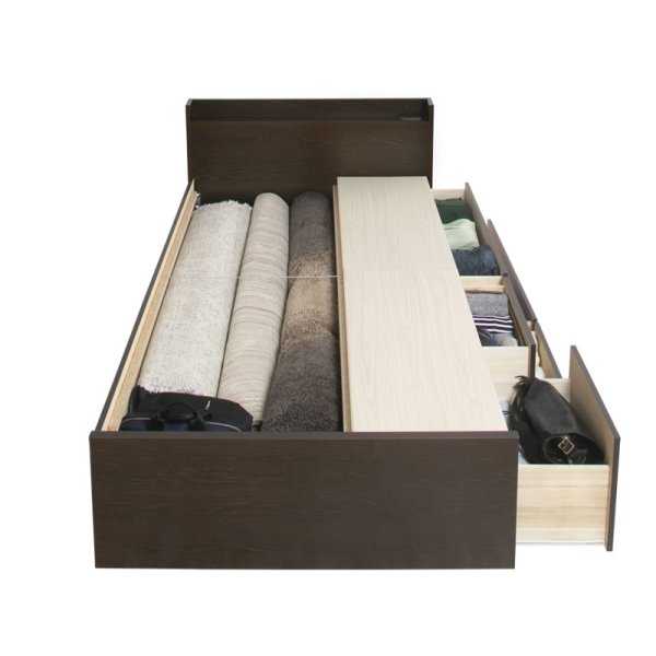 画像11: セミオーダー仕様大容量収納チェストベッド【Varier】国産 スリム棚付き 大幅値下げ