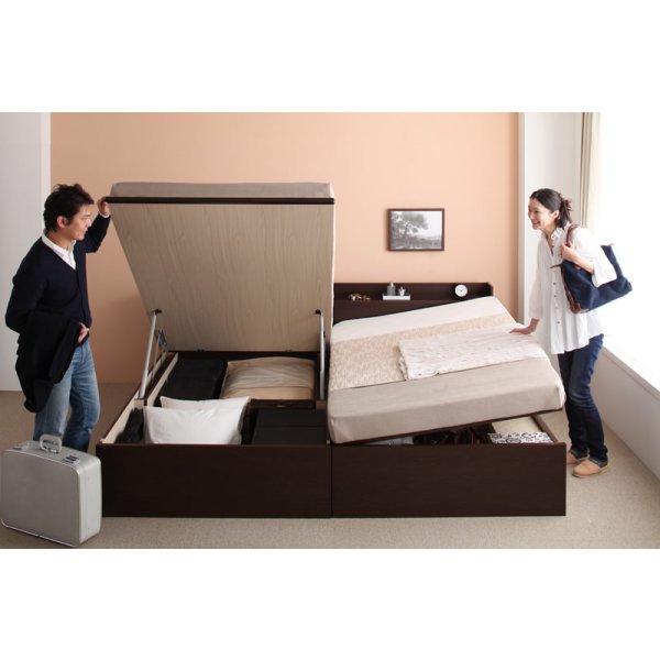 画像12: 国産跳ね上げ式収納ベッド・シンプル棚タイプ【Dania】ダニア