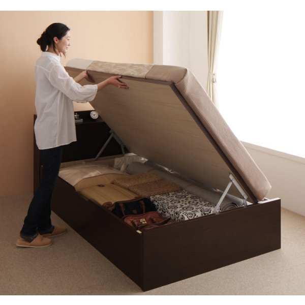 画像13: 国産跳ね上げ式収納ベッド・シンプル棚タイプ【Dania】ダニア