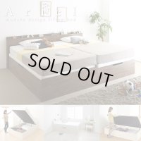 布団も使えて通気性抜群！すのこ床板仕様跳ね上げ式収納ベッド【Ariel】 スリム棚付き
