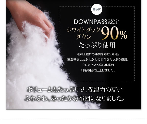 【DOWNPASS認証】フランス産ホワイトダックダウンエクセルゴールドラベル羽毛布団8点セット プレミアム敷き布団タイプの激安通販