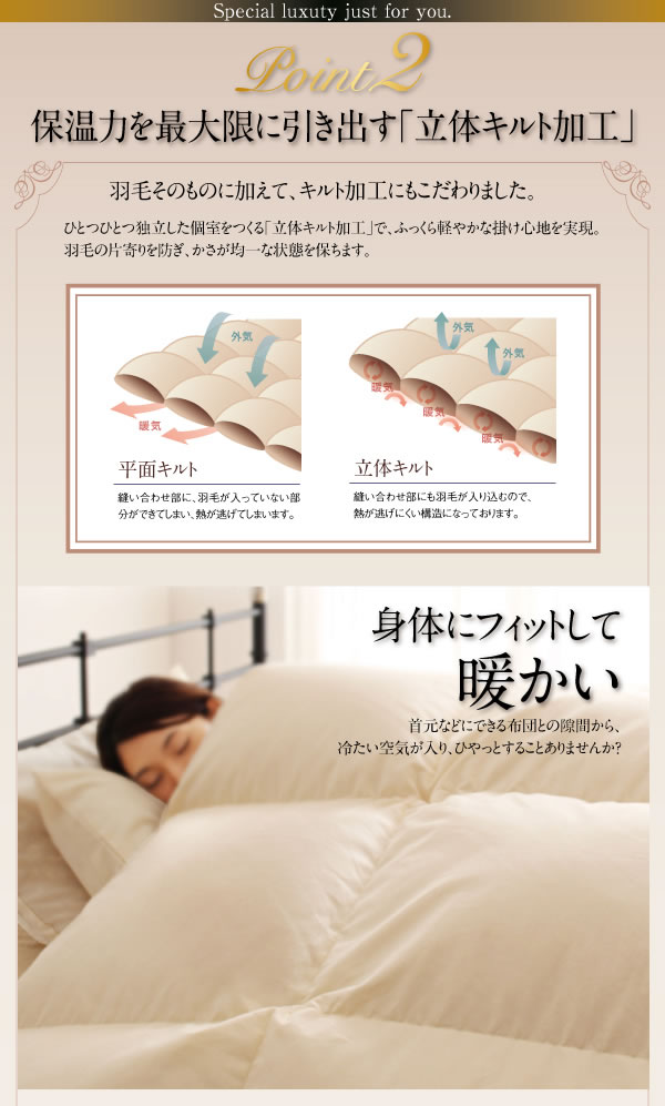 日本製ポーランド産ホワイトダックダウン90% ロイヤルゴールドラベル羽毛掛布団【Selena】セレナの激安通販
