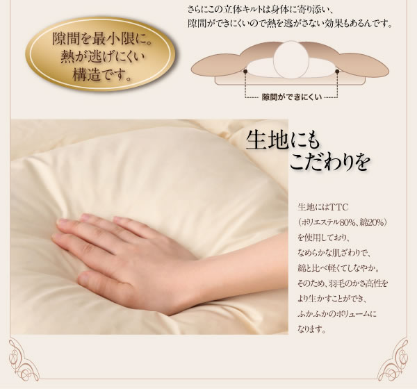 日本製ポーランド産ホワイトダックダウン90% ロイヤルゴールドラベル羽毛掛布団【Selena】セレナの激安通販