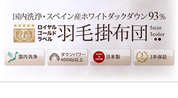 【国内洗浄羽毛】スペイン産ホワイトダックダウン93%ロイヤルゴールドラベル 羽毛掛布団の激安通販
