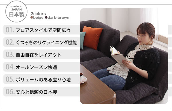 リクライニングフロアコーナーソファ【Lierl】リール　激安