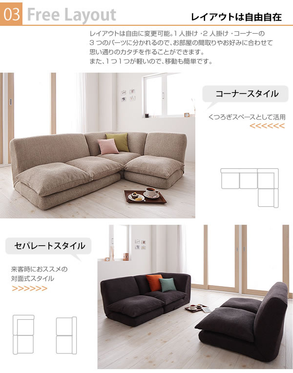 リクライニングフロアコーナーソファ【Lierl】リール　激安