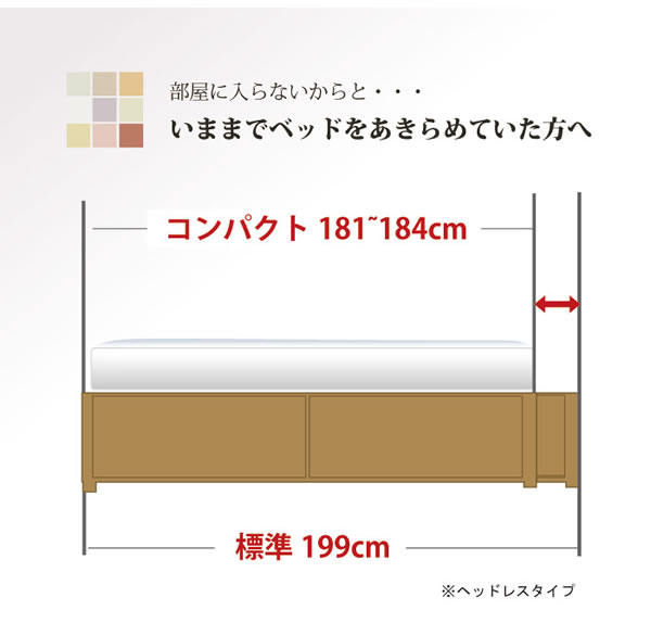 セミオーダー仕様ショート丈大容量収納チェストベッド【Varier-s】国産 フラットパネルの激安通販