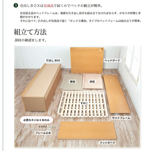 すのこ仕様日本製大容量チェストベッド【Melanie】 開梱設置込み お買い得ベッドの激安通販