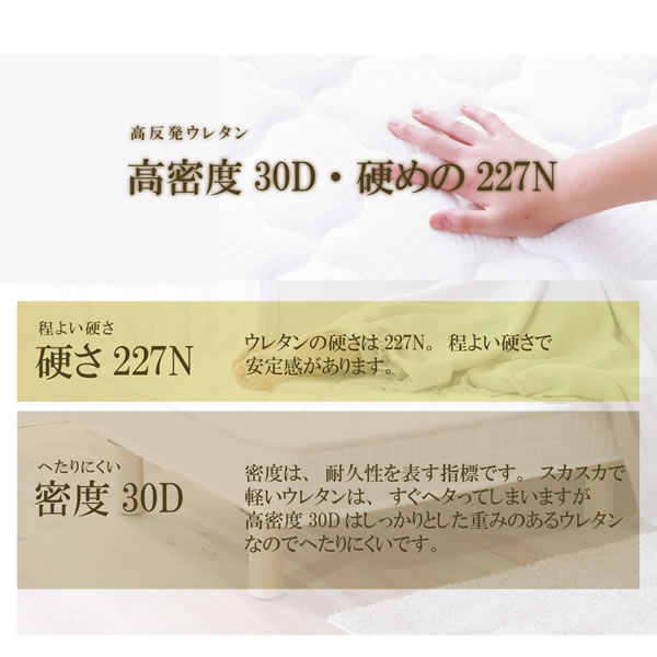 低価格でも寝心地抜群!高反発ウレタンマットレスベッド ショート/レギュラーを通販で激安販売