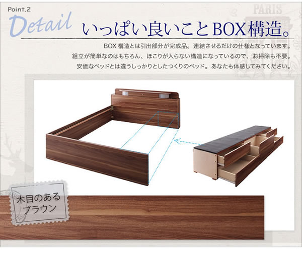 人気の照明・コンセント付きチェストベッド 【Infinita】インフィニタ 激安通販