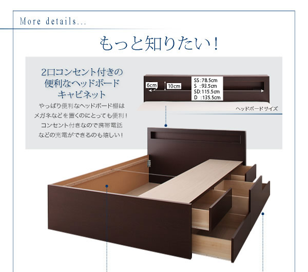 組立設置サービス：日本製：コンセント付きモダンデザインチェストベッド　【Assai】アッサイ 激安通販