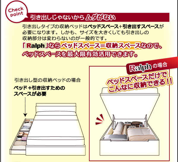 分割床板で搬入が簡単!すのこ仕様跳ね上げ収納ベッド【Ralph】ラルフの激安通販