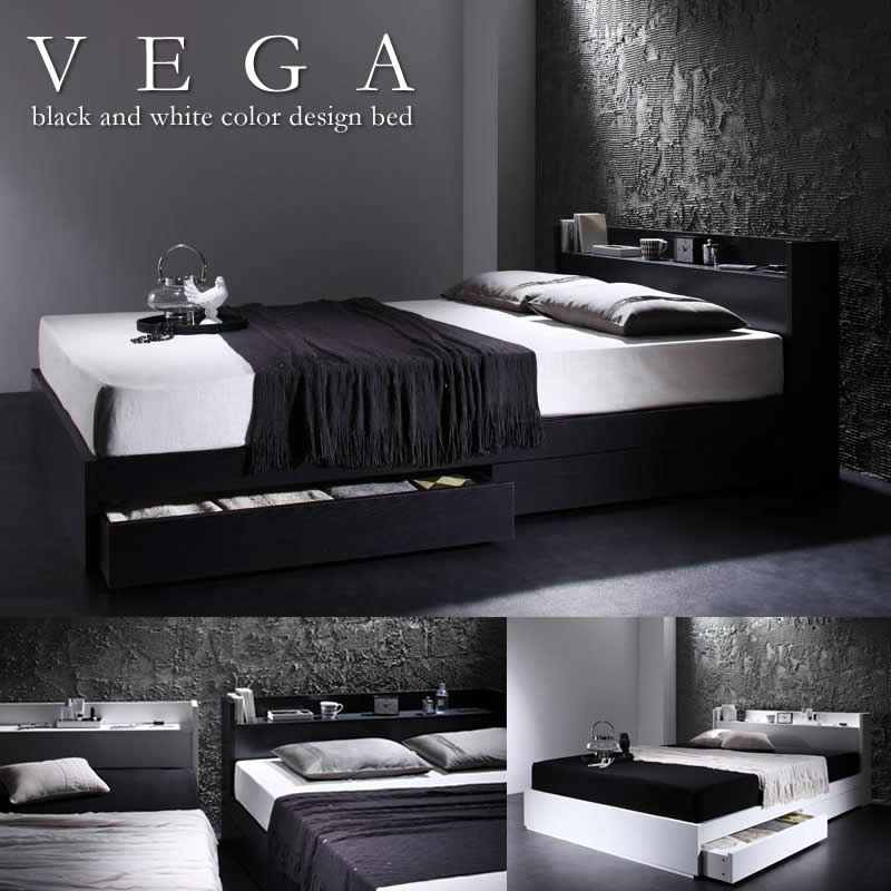 モダンベッド 棚・コンセント付き収納ベッド【VEGA】ヴェガを安く購入するなら：【ふかふか布団】