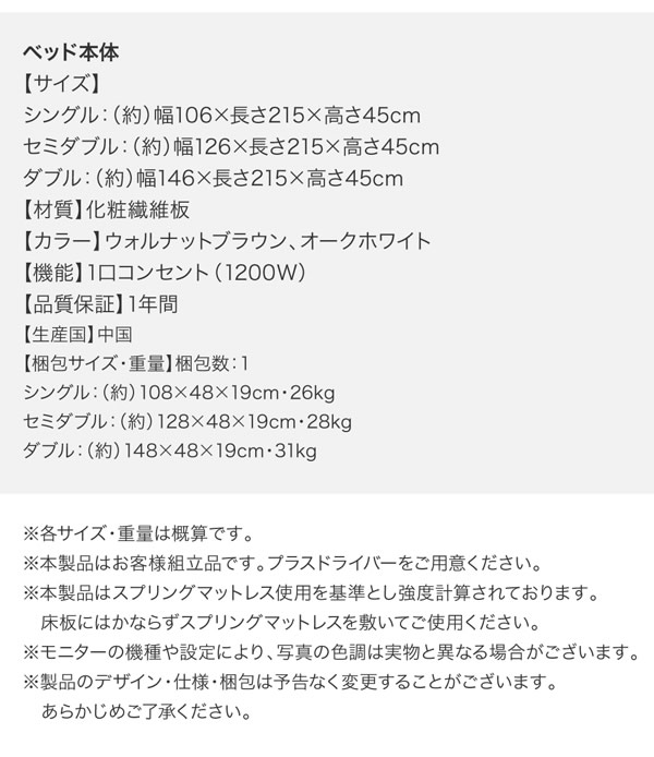 棚・コンセント付きフロアベッド【W.coRe】ダブルコアの激安通販