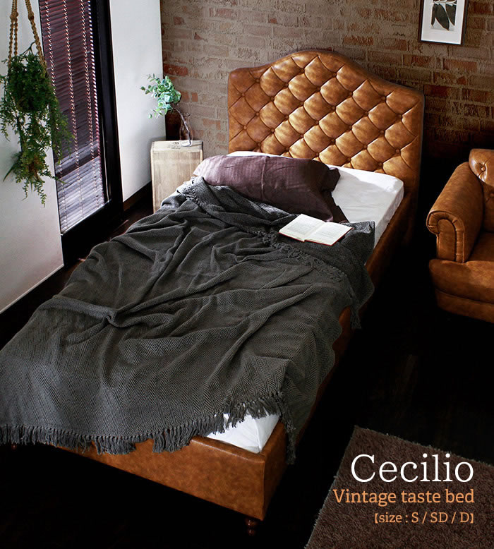 ヴィンテージデザインレザーすのこベッド【Cecilio】の激安通販