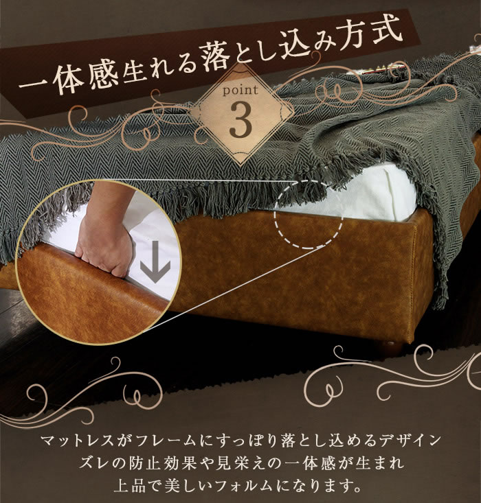 ヴィンテージデザインレザーすのこベッド【Cecilio】の激安通販