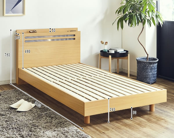 価格訴求品!コンセント照明付き・すのこ仕様ベッド【Rusina】ルシナの激安通販