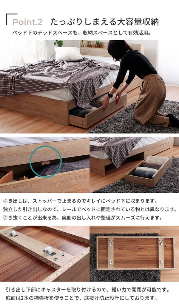 高耐久メラミン化粧板採用!シンプルデザイン収納ベッド【Esteban】 お買い得の激安通販