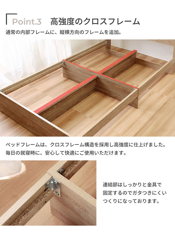 高耐久メラミン化粧板採用!シンプルデザイン収納ベッド【Esteban】 お買い得の激安通販
