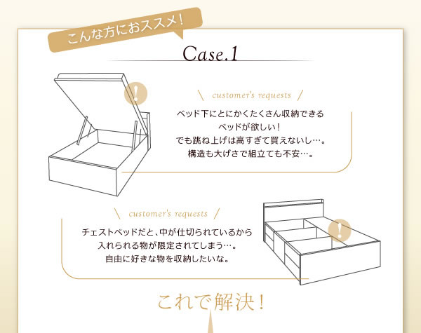 組立設置サービス：日本製：深さが選べる！大容量ベッド下収納付きすのこベッド　激安通販