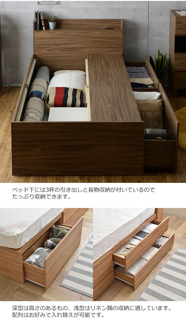 格安BOX型チェストベッド【Bridget】ブリジット シングルベッド限定の激安通販