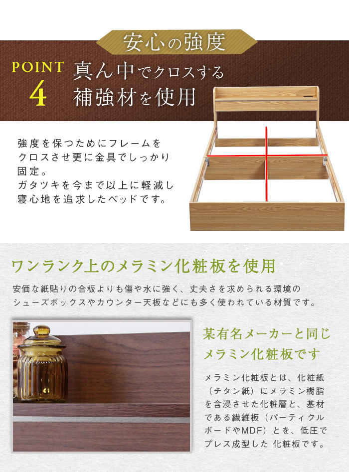 スリットデザインが便利でおしゃれなシンプル収納ベッド【Etude】エチュード 価格訴求商品の激安通販