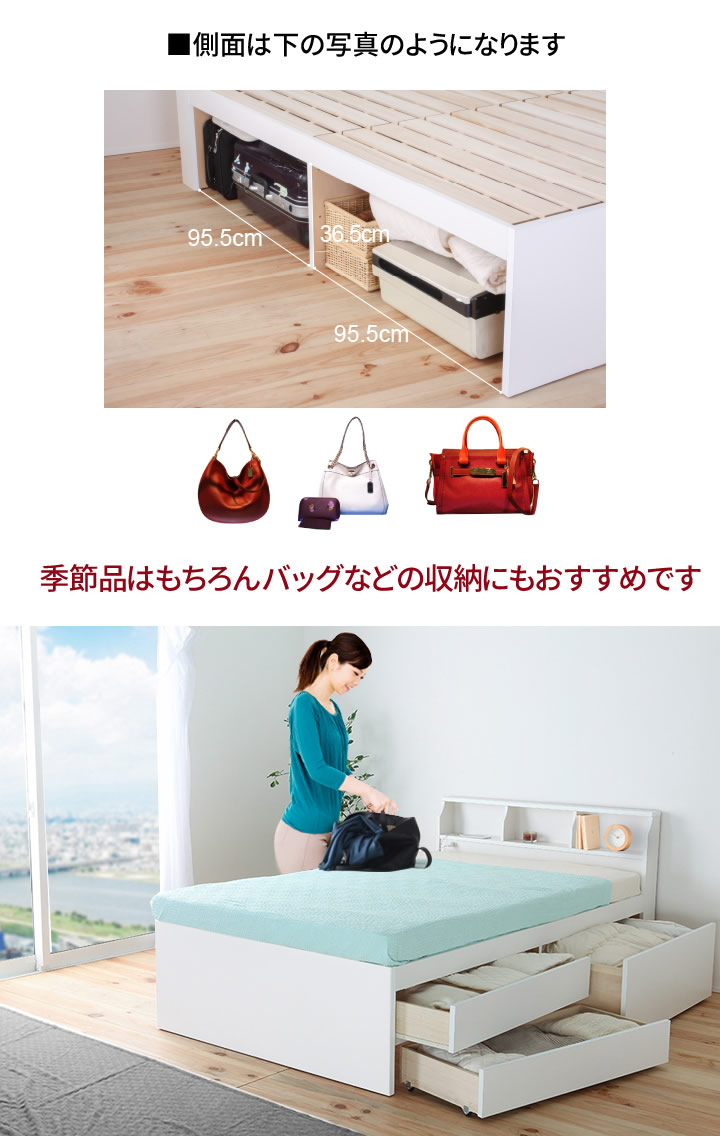 日本製・低ホルムアルデヒド仕様・選べる引き出しタイプ!大容量チェストベッド【Chive】チャイブの激安通販