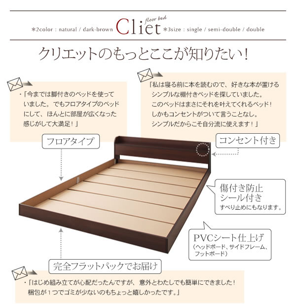 棚・コンセント付きフロアベッド【Cliet】クリエット　シングル　激安通販