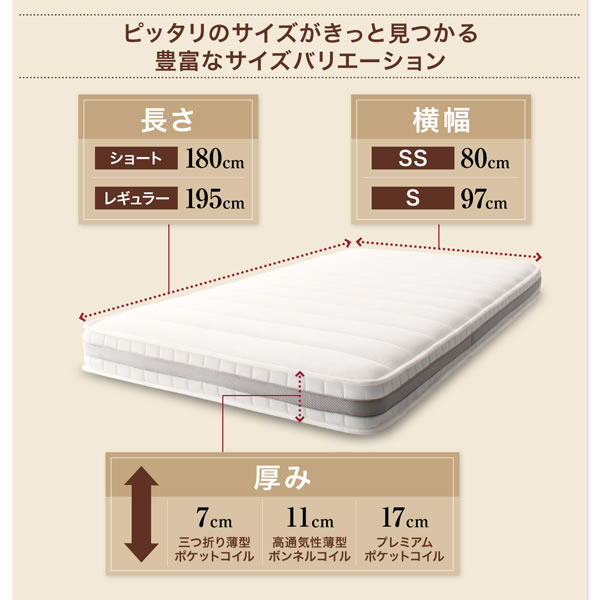 ショート丈専用コンパクトマットレス 寝心地を3タイプから選べます。の激安通販