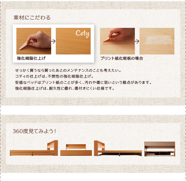 スクエア棚・コンセント付き収納ベッド【Sign】サイン/【Coty】コティ ダブルの激安通販