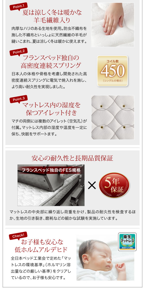 すのこ仕様BOX収納ベッド【Fiona】フィオナ 国産 フランスベッド製の激安通販