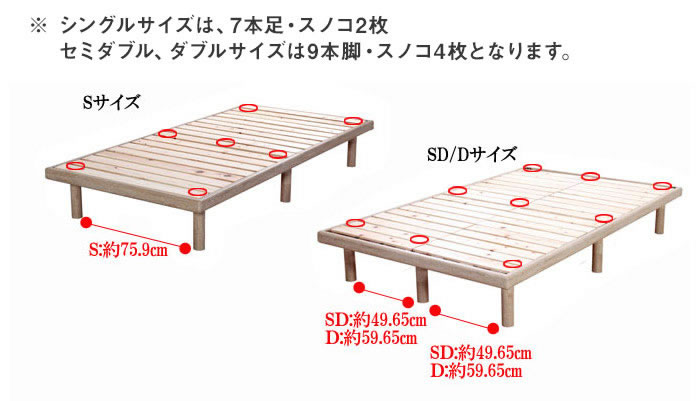 布団も使える日本製ヒノキすのこベッド【Furara2】フララ2 4段階の高さ調整付きの激安通販