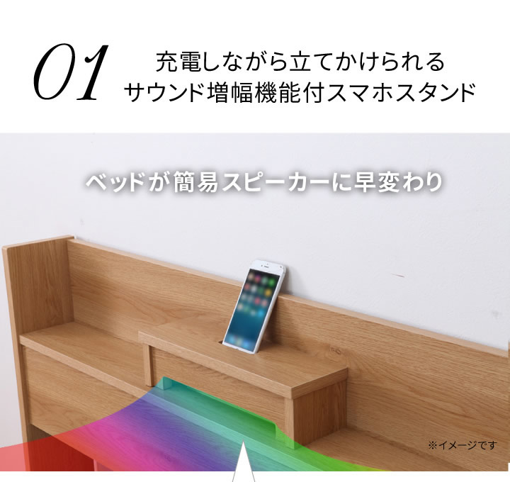 日本製・低ホルムアルデヒド仕様・多機能棚付き収納ベッド【Gladiolus】グラジオラス の激安通販