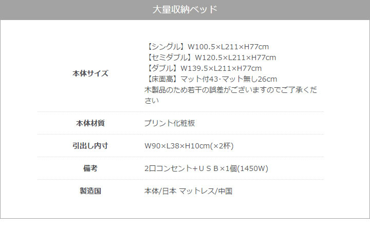 日本製・低ホルムアルデヒド仕様・多機能棚付き収納ベッド【Gladiolus】グラジオラス の激安通販