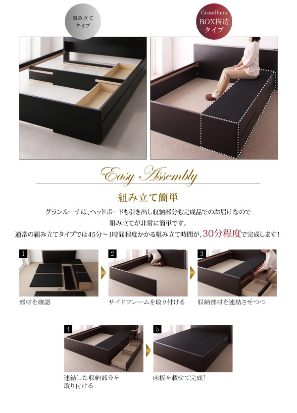 ホテルライクBOXタイプチェストベッド【Grandluna】グランルーナの激安通販