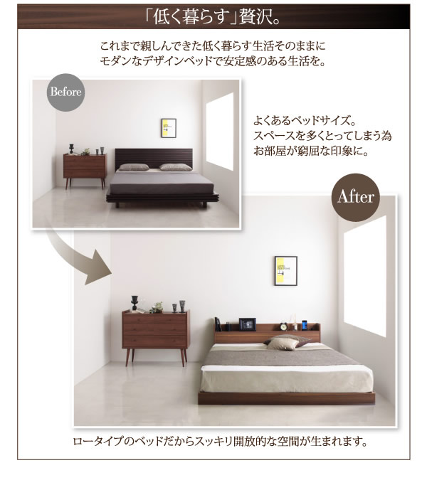布団対応!棚・コンセント付きローベッド【Hierro】イエロの激安通販