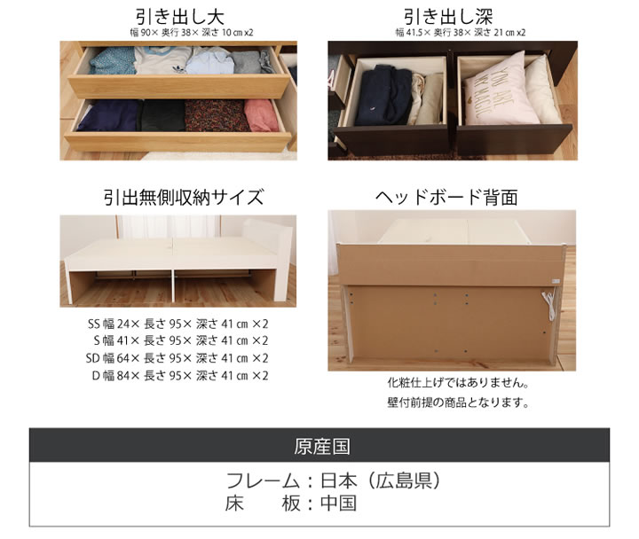 大容量収納格安チェストベッド【Paula】 ポーラ 日本製・頑丈設計・低ホルムアルデヒドの激安通販