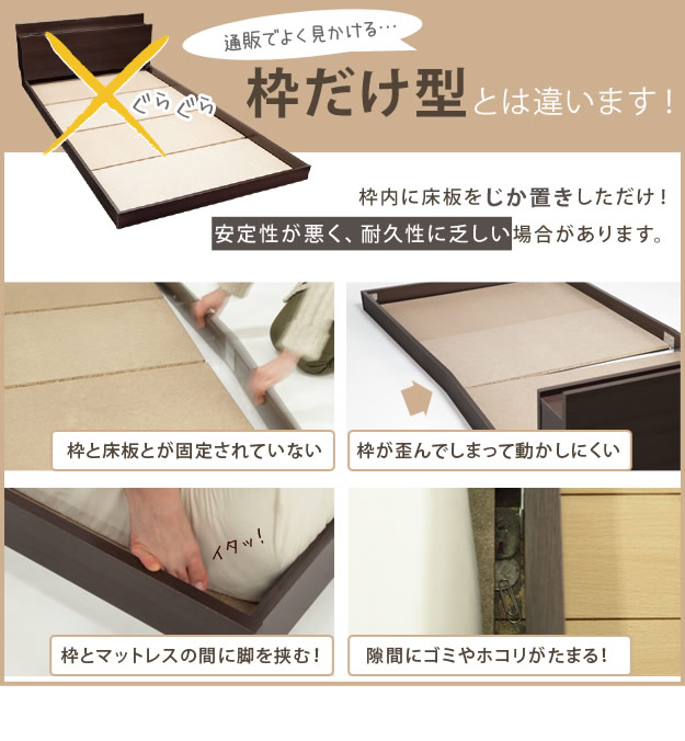 敷布団対応頑丈シンプル棚フロアベッド【valma】ヴァルマを通販で激安販売