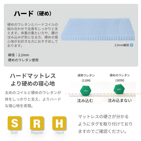 硬さも選べて抗菌・防臭・防ダニ機能付き日本製ポケットコイル