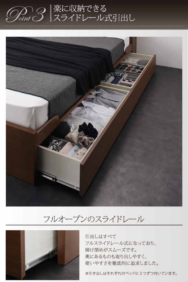 埃対策BOX収納付きアシンメトリーデザイン連結ベッド【Vivre】ヴィーヴルの激安通販